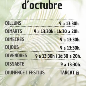 * HORARO DEL 1 AL 15 OCTUBRE *( mirar observaciones)