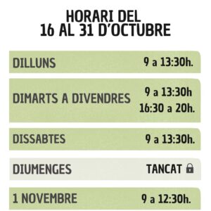 HORARI MES D'OCTUBRE